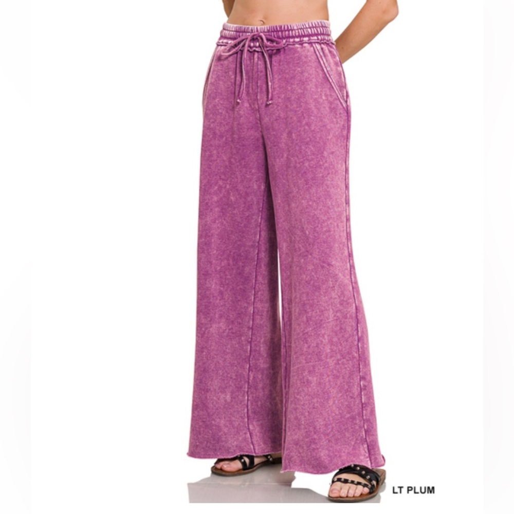Zenana Outfitters Light Plum Wide-Leg Pants